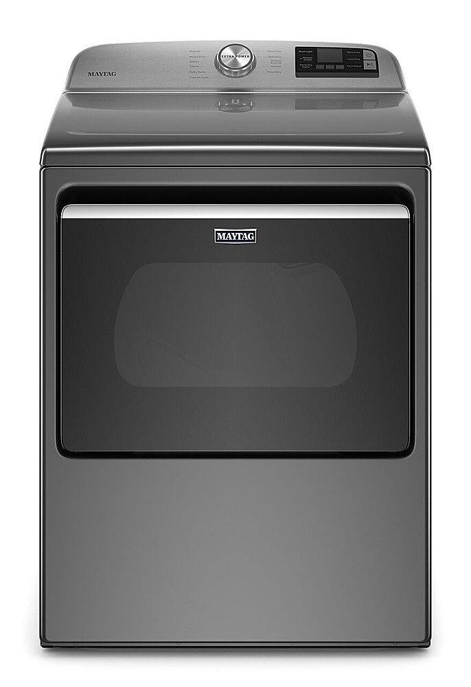 Front. Maytag - 7.4 Cu. Ft. Smart Electric Dryer with Extra Power Button - Metallic Slate.