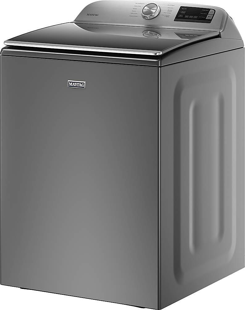 Left. Maytag - 4.7 Cu. Ft. High Efficiency Smart Top Load Washer with Extra Power Button - Metallic Slate.