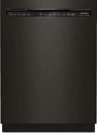 Front. KitchenAid - Front Control Built-In Dishwasher with Stainless Steel Tub, FreeFlex Third Rack, 44dBA - Black Stainless with PrintShield Finish.
