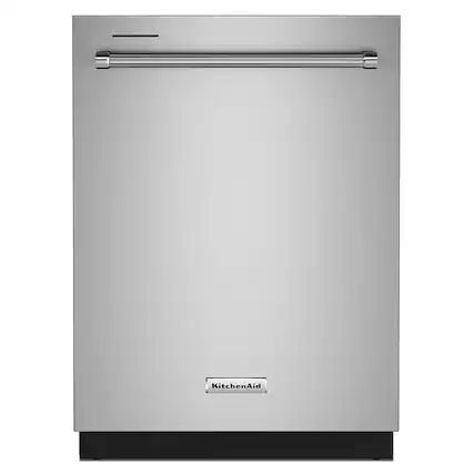 Front. KitchenAid - 24" Top Control Built-In Dishwasher with Stainless Steel Tub, FreeFlex, 3rd Rack, 44dBA - Stainless Steel.