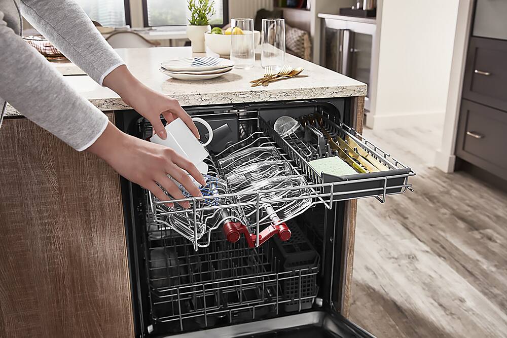 Alt View 28. KitchenAid - Top Control Built-In Dishwasher with Stainless Steel Tub, 3rd Rack, 44dBA - Stainless steel.