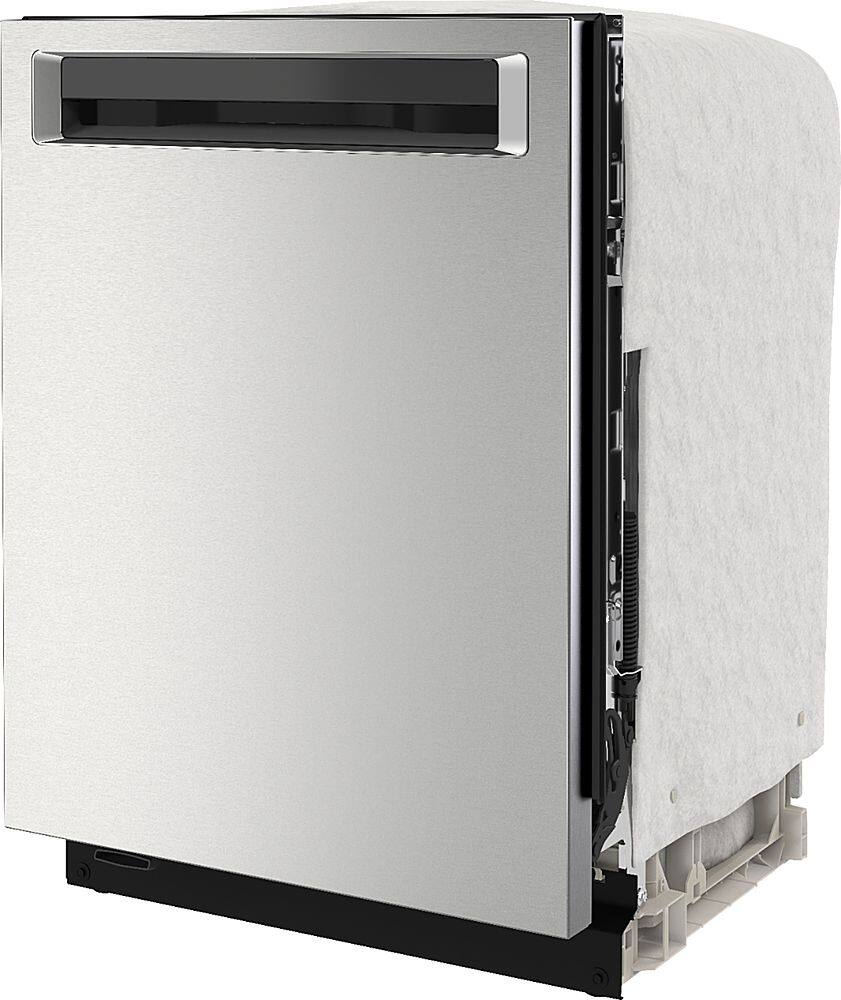 Left. KitchenAid - Top Control Built-In Dishwasher with Stainless Steel Tub, 3rd Rack, 44dBA - Stainless steel.