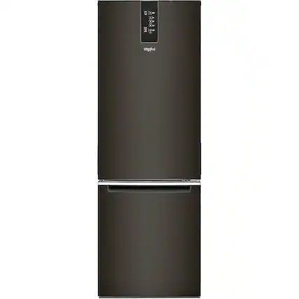 Front. Whirlpool - 12.7 Cu. Ft. Bottom-Freezer Counter-Depth Refrigerator - Fingerprint Resistant Black Stainless.