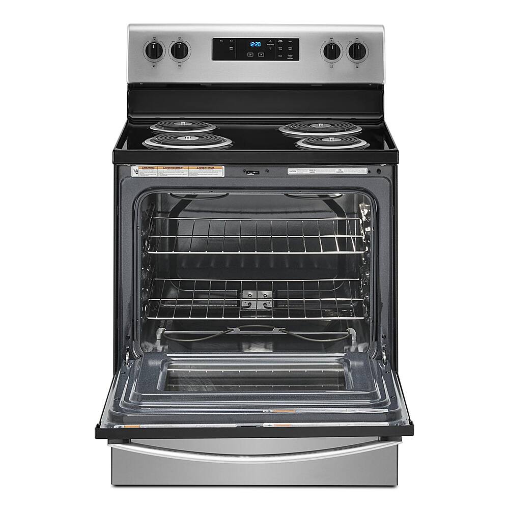 Angle. Whirlpool - 4.8 Cu. Ft. Freestanding Electric Range with Keep Warm Setting - Stainless steel.