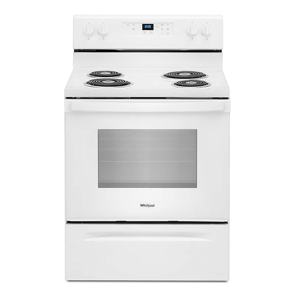 Front. Whirlpool - 4.8 Cu. Ft. Freestanding Electric Range with Keep Warm Setting - White.