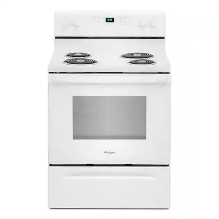 Front. Whirlpool - 4.8 Cu. Ft. Freestanding Electric Range with Keep Warm Setting - White.