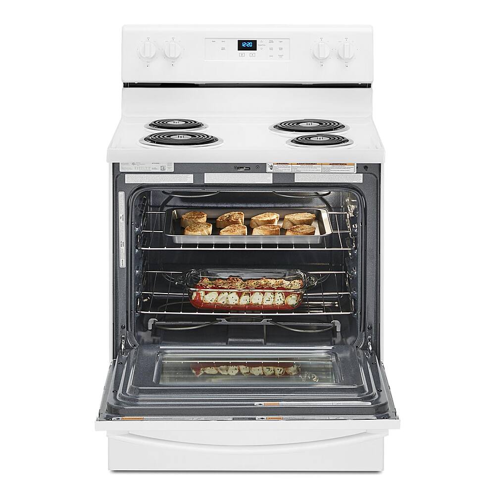 Left. Whirlpool - 4.8 Cu. Ft. Freestanding Electric Range with Keep Warm Setting - White.