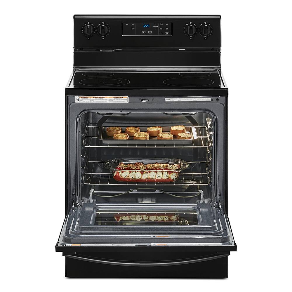Left. Whirlpool - 5.3 Cu. Ft. Freestanding Electric Range with Keep Warm Setting - Black.