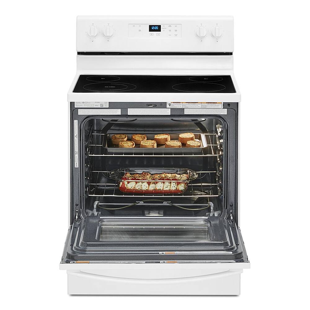 Left. Whirlpool - 5.3 Cu. Ft. Freestanding Electric Range with Keep Warm Setting - White.