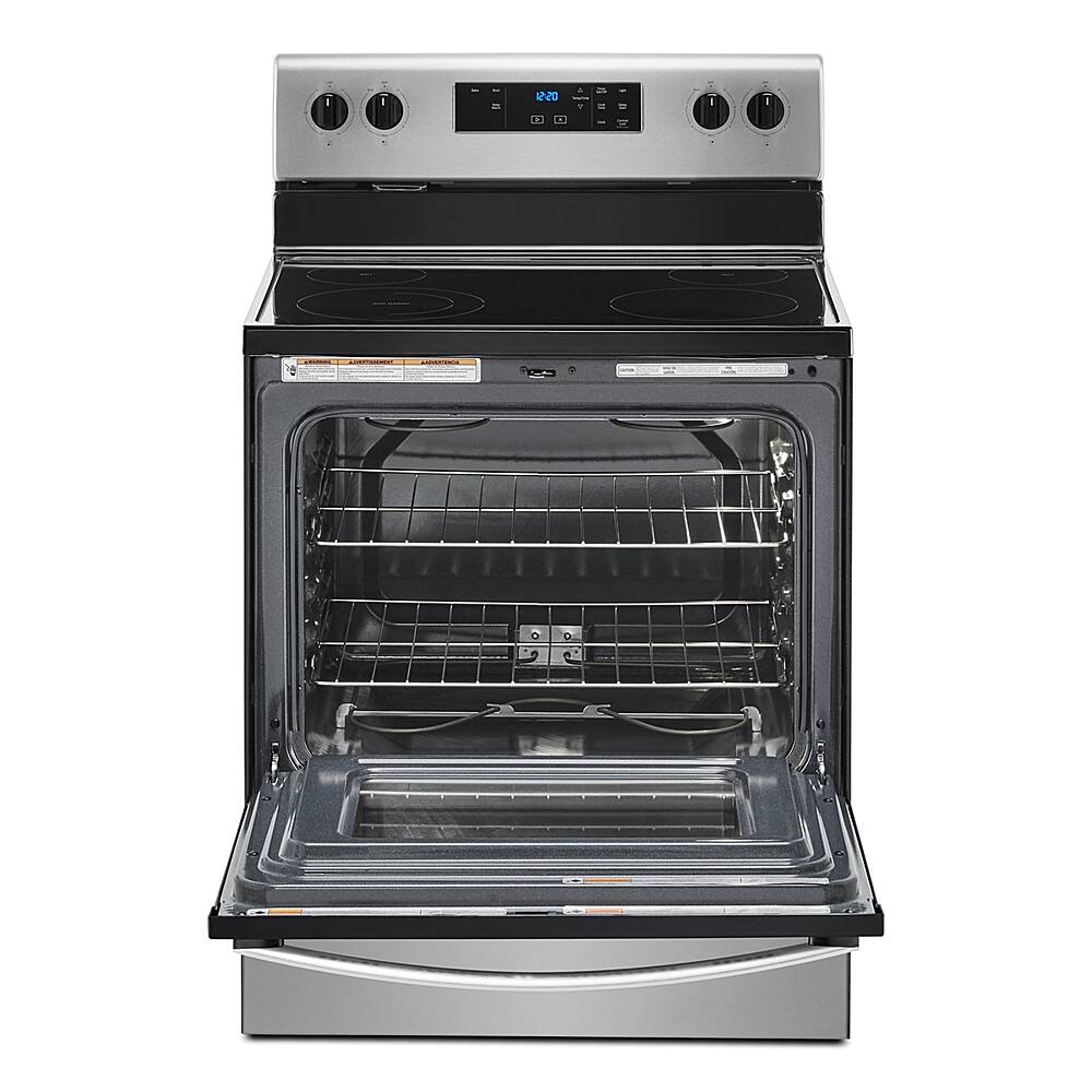 Angle. Whirlpool - 5.3 Cu. Ft. Freestanding Electric Range with Keep Warm Setting - Stainless steel.