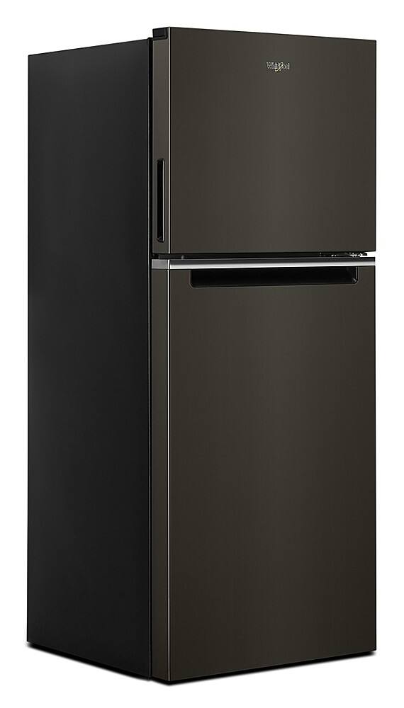 Left. Whirlpool - 11.6 Cu. Ft. Top-Freezer Counter-Depth Refrigerator with Infinity Slide Shelf - Fingerprint Resistant Black Stainless.
