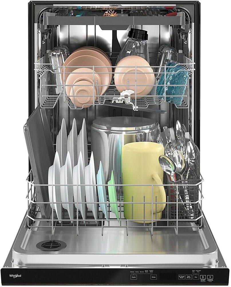 Alt View 11. Whirlpool - 24" Top Control Built-In Dishwasher with Stainless Steel Tub, Large Capacity, 3rd Rack, 47 dBA - Black stainless steel.