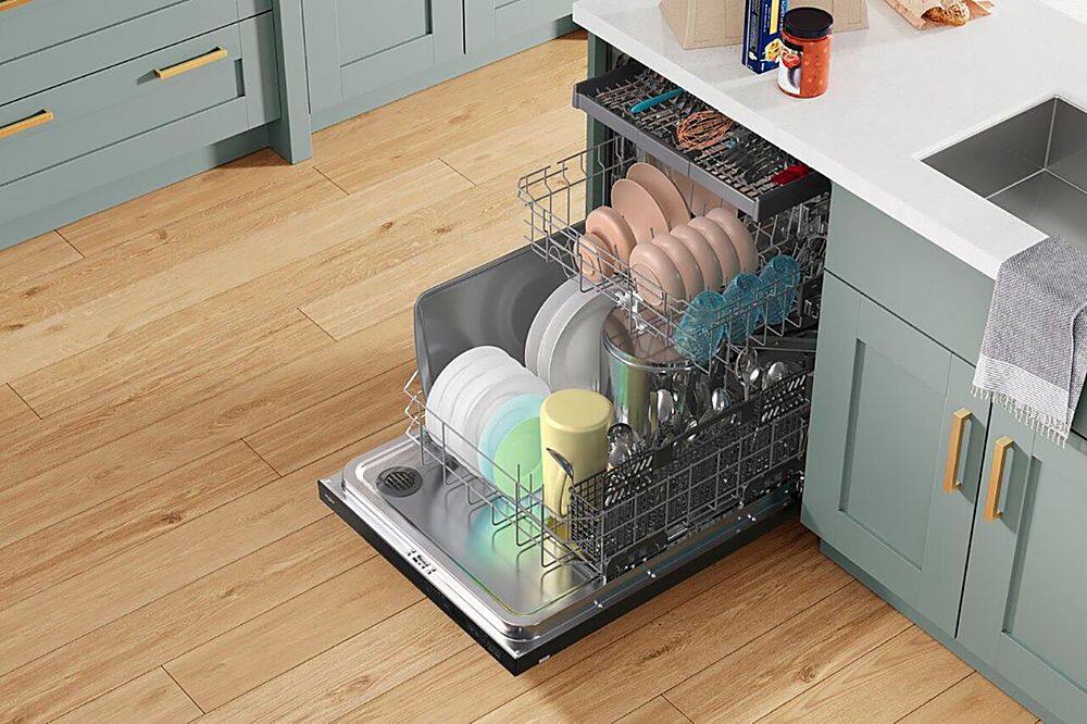 Alt View 14. Whirlpool - 24" Top Control Built-In Dishwasher with Stainless Steel Tub, Large Capacity, 3rd Rack, 47 dBA - Black stainless steel.