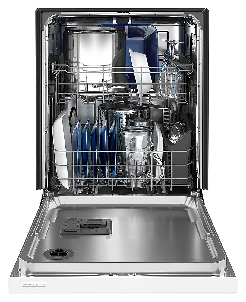 Left. Maytag - 24" Front Control Built-In Stainless Steel Tub Dishwasher with Dual Power Filtration and 50 dBA - White.