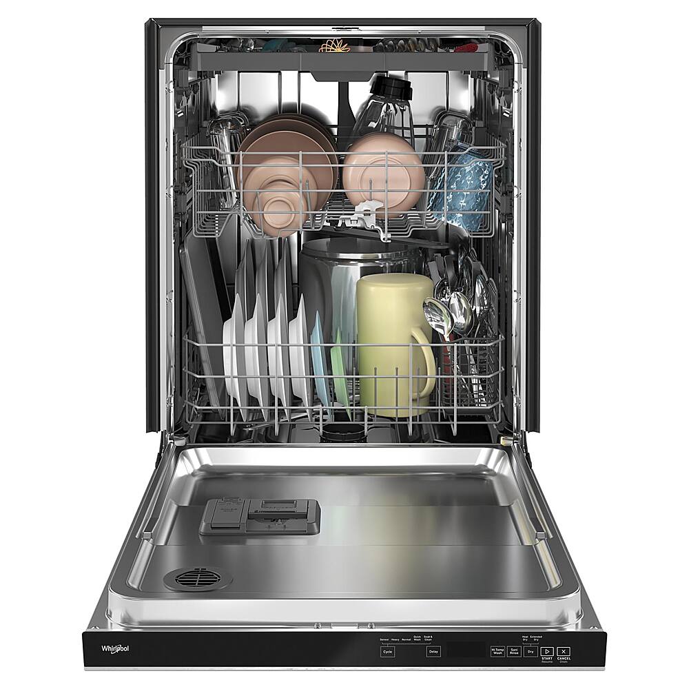 Left. Whirlpool - 24" Top Control Built-In Stainless Steel Tub Dishwasher with 3rd Rack, FingerPrint Resistant, and 47 dBA - Stainless Steel.