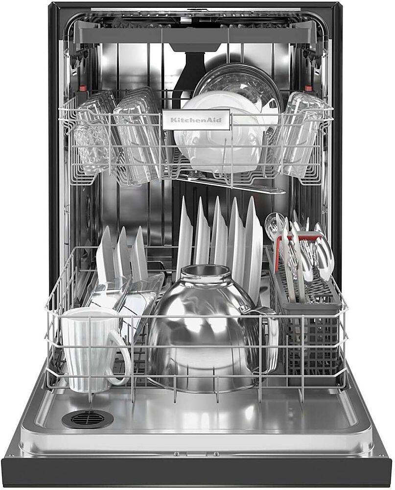 Alt View 11. KitchenAid - 24" Front Control Built-In Dishwasher with Stainless Steel Tub, PrintShield Finish, 3rd Rack, 39 dBA - Black stainless steel.