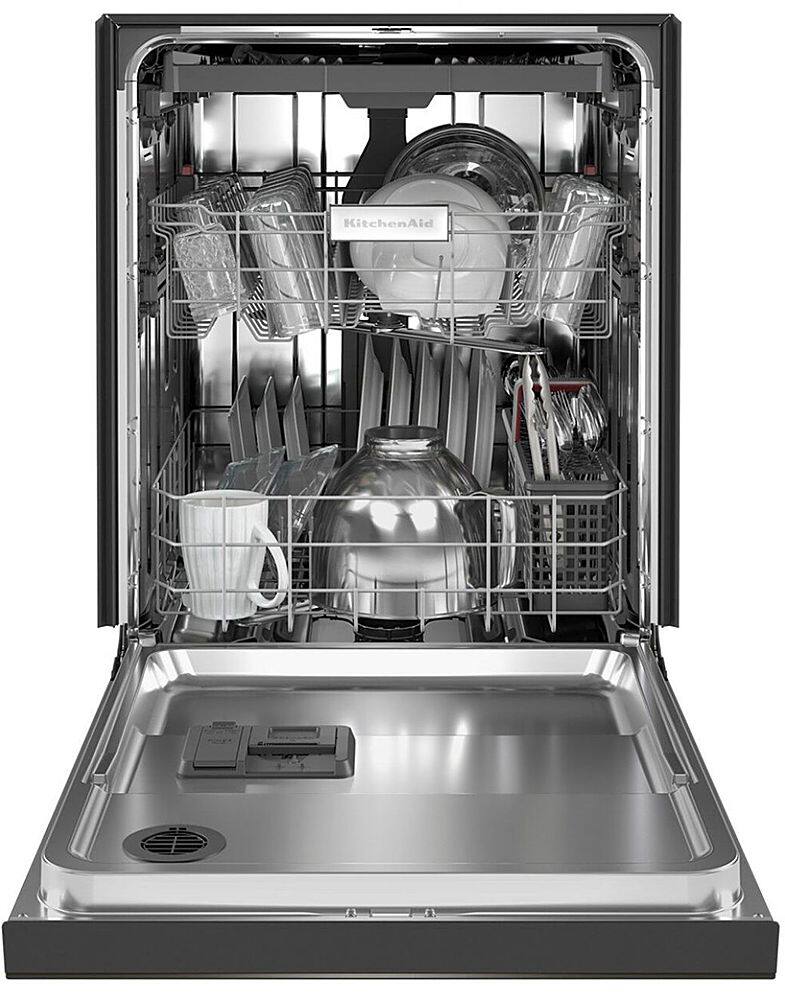 Alt View 12. KitchenAid - 24" Front Control Built-In Dishwasher with Stainless Steel Tub, PrintShield Finish, 3rd Rack, 39 dBA - Black stainless steel.