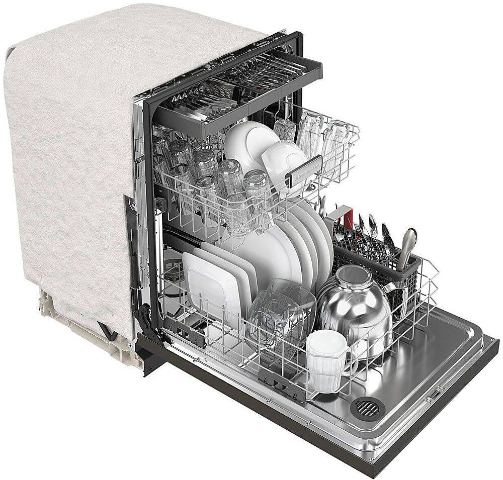 Alt View 14. KitchenAid - 24" Front Control Built-In Dishwasher with Stainless Steel Tub, PrintShield Finish, 3rd Rack, 39 dBA - Black stainless steel.