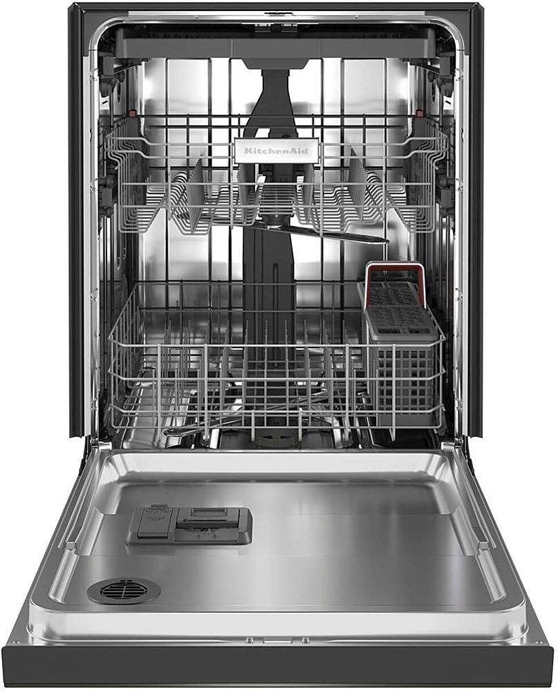 Alt View 1. KitchenAid - 24" Front Control Built-In Dishwasher with Stainless Steel Tub, PrintShield Finish, 3rd Rack, 39 dBA - Black stainless steel.