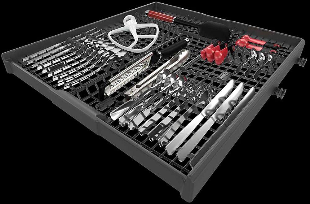 Alt View 24. KitchenAid - 24" Front Control Built-In Dishwasher with Stainless Steel Tub, PrintShield Finish, 3rd Rack, 39 dBA - Black stainless steel.