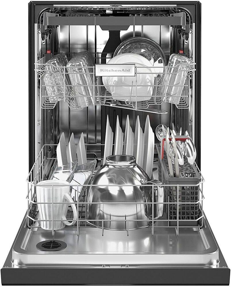 Alt View 13. KitchenAid - 24" Front Control Built-In Dishwasher with Stainless Steel Tub, ProWash Cycle, 3rd Rack, 39 dBA - Black.