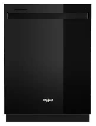 Front. Whirlpool - 24" Top Control Built-In Dishwasher with Stainless Steel Tub, Large Capacity, 3rd Rack, 47 dBA - Black.