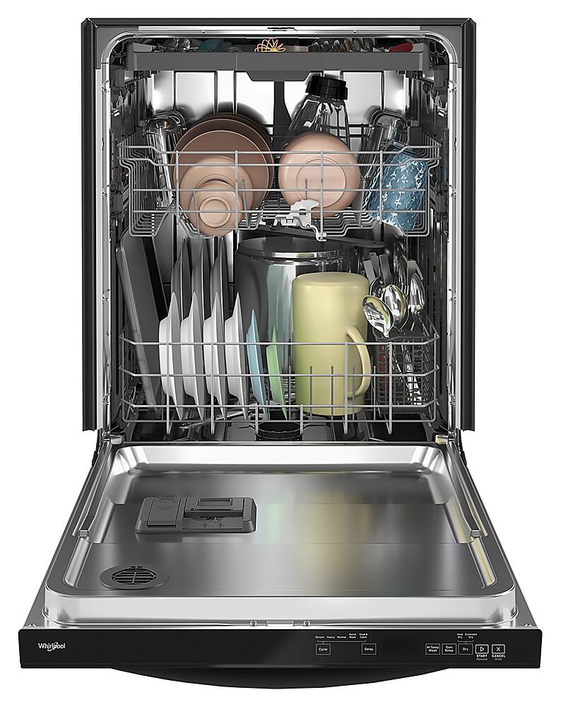 Left. Whirlpool - 24" Top Control Built-In Stainless Steel Tub Dishwasher with 3rd Rack, Large Capacity, 47 dBA - Black.