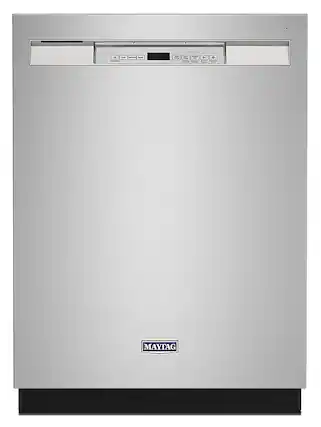 Front. Maytag - 24" Front Control Built-In Dishwasher with Stainless Steel Tub, Dual Power Filtration, 50 dBA - Stainless Steel.