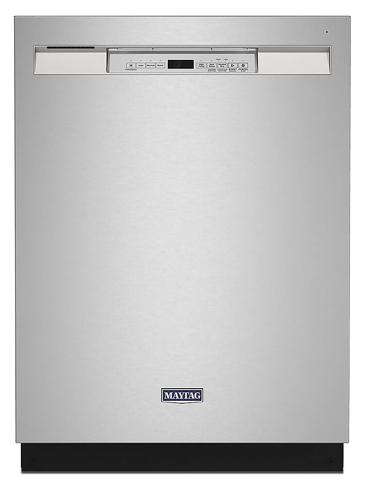 Front. Maytag - 24" Front Control Built-In Dishwasher with Stainless Steel Tub, Dual Power Filtration, 50 dBA - Stainless Steel.