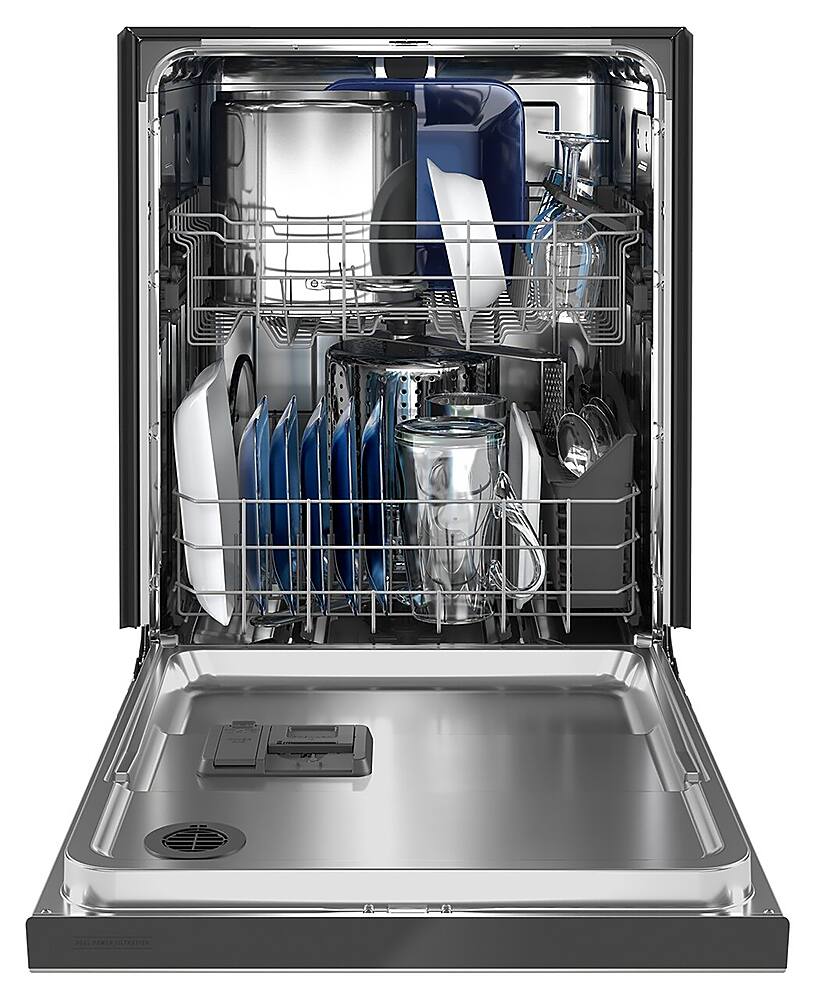 Left. Maytag - 24" Front Control Built-In Dishwasher with Stainless Steel Tub, Dual Power Filtration, 50 dBA - Stainless Steel.