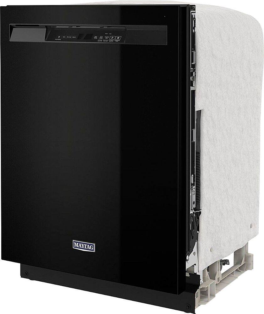 Angle. Maytag - 24" Front Control Built-In Dishwasher with Stainless Steel Tub, Dual Power Filtration, 50 dBA - Black.