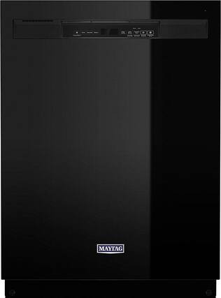 Front. Maytag - 24" Front Control Built-In Dishwasher with Stainless Steel Tub, Dual Power Filtration, 50 dBA - Black.