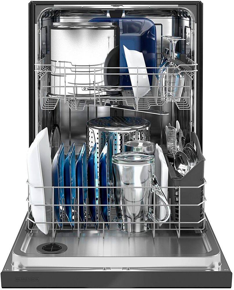 Alt View 13. Maytag - 24" Front Control Built-In Dishwasher with Stainless Steel Tub, Dual Power Filtration, 50 dBA - Black.