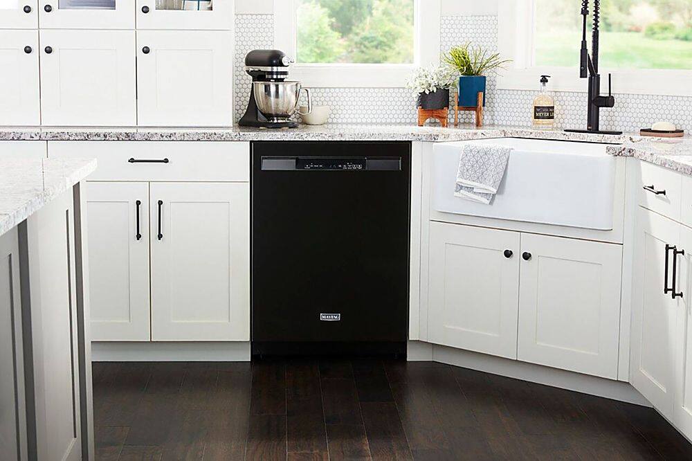 Alt View 28. Maytag - 24" Front Control Built-In Dishwasher with Stainless Steel Tub, Dual Power Filtration, 50 dBA - Black.
