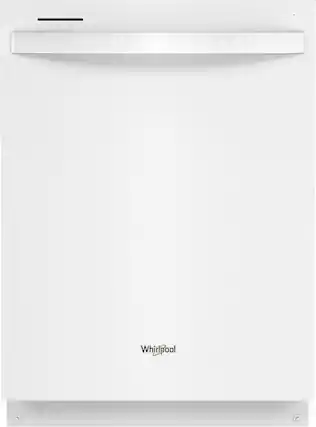Front. Whirlpool - 24" Top Control Built-In Dishwasher with Stainless Steel Tub, Large Capacity, 3rd Rack, 47 dBA - White.