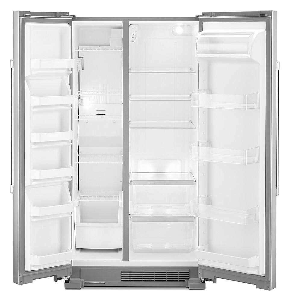 Alt View 2. Maytag - 25 Cu. Ft. Side-by-Side Freestanding Refrigerator, Fingerprint Resistant - Stainless Steel.