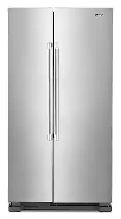 Front. Maytag - 25 Cu. Ft. Side-by-Side Freestanding Refrigerator, Fingerprint Resistant - Stainless Steel.