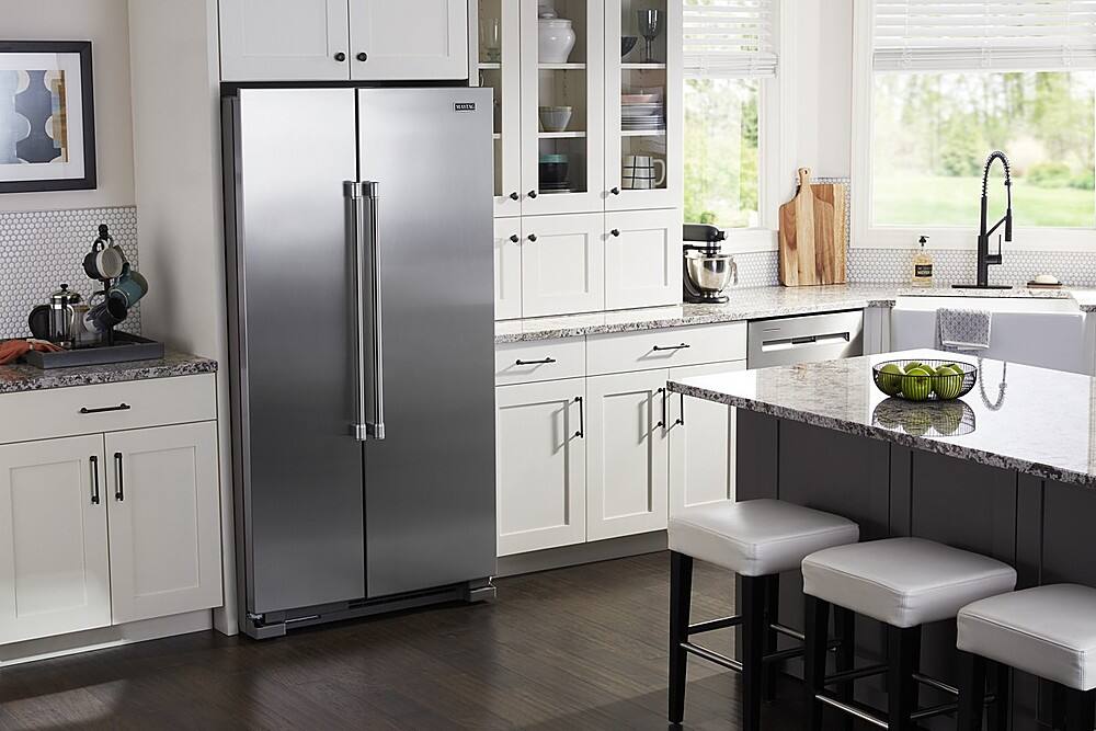 Alt View 13. Maytag - 25 Cu. Ft. Side-by-Side Freestanding Refrigerator, Fingerprint Resistant - Stainless Steel.