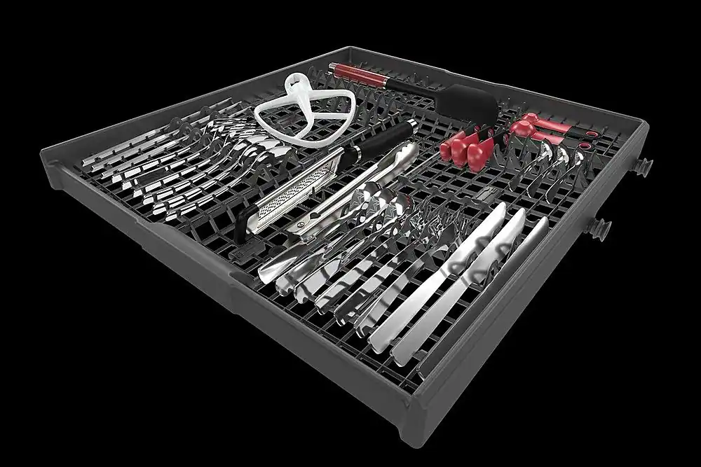 Alt View 16. KitchenAid - 24" Top Control Built-In Dishwasher with Stainless Steel Tub, PrintShield Finish, 3rd Rack, 39 dBA - Stainless Steel.