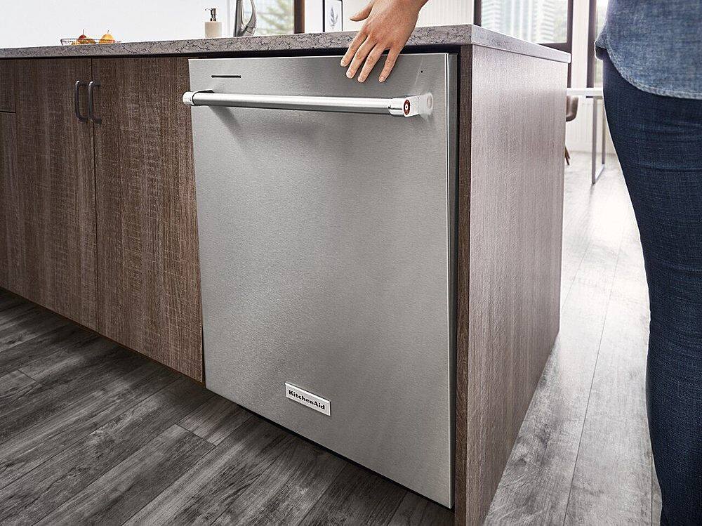 Alt View 22. KitchenAid - 24" Top Control Built-In Dishwasher with Stainless Steel Tub, PrintShield Finish, 3rd Rack, 39 dBA - Stainless Steel.