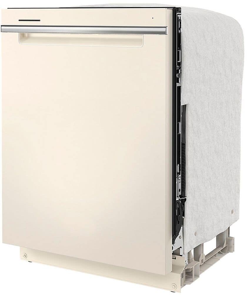 Angle. Whirlpool - 24" Top Control Built-In Dishwasher with Stainless Steel Tub, Large Capacity, 3rd Rack, 47 dBA - Biscuit.