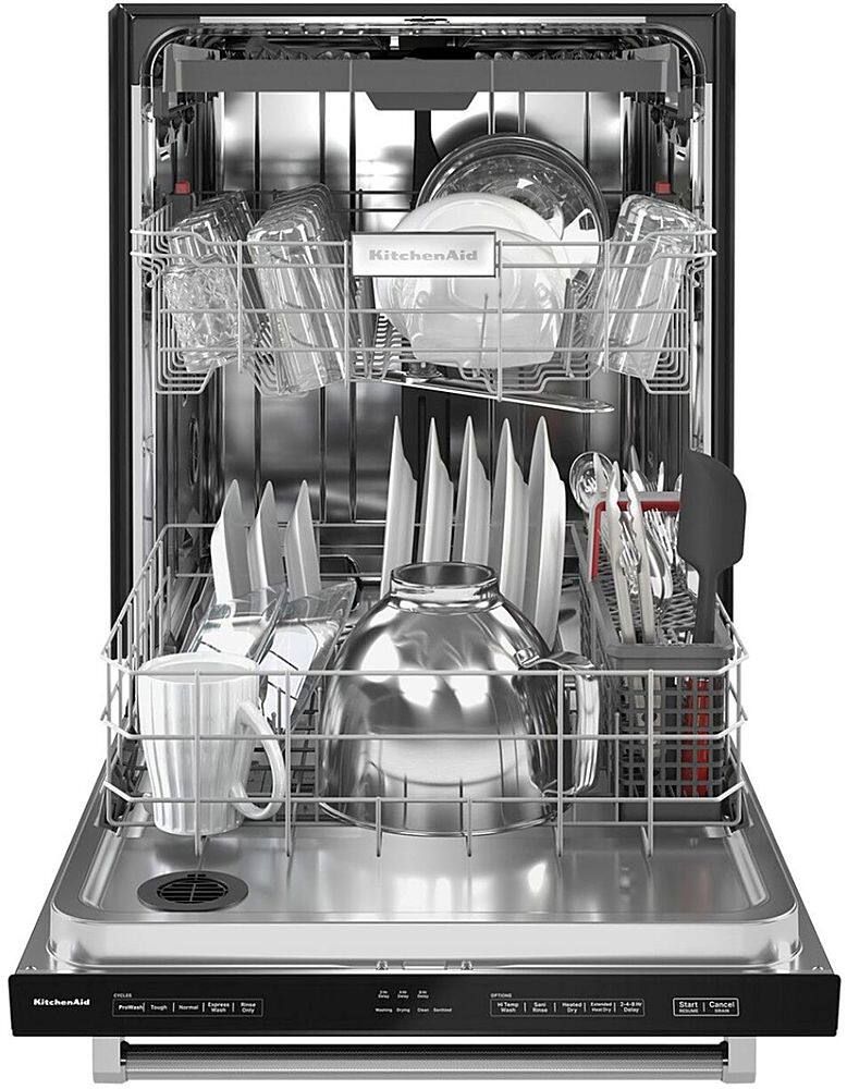 Alt View 13. KitchenAid - 24" Top Control Built-In Dishwasher with Stainless Steel Tub, ProWash Cycle, 3rd Rack, 39 dBA - Black.