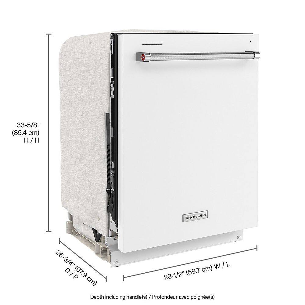 Alt View 11. KitchenAid - 24" Top Control Built-In Dishwasher with Stainless Steel Tub, ProWash Cycle, 3rd Rack, 39 dBA - White.