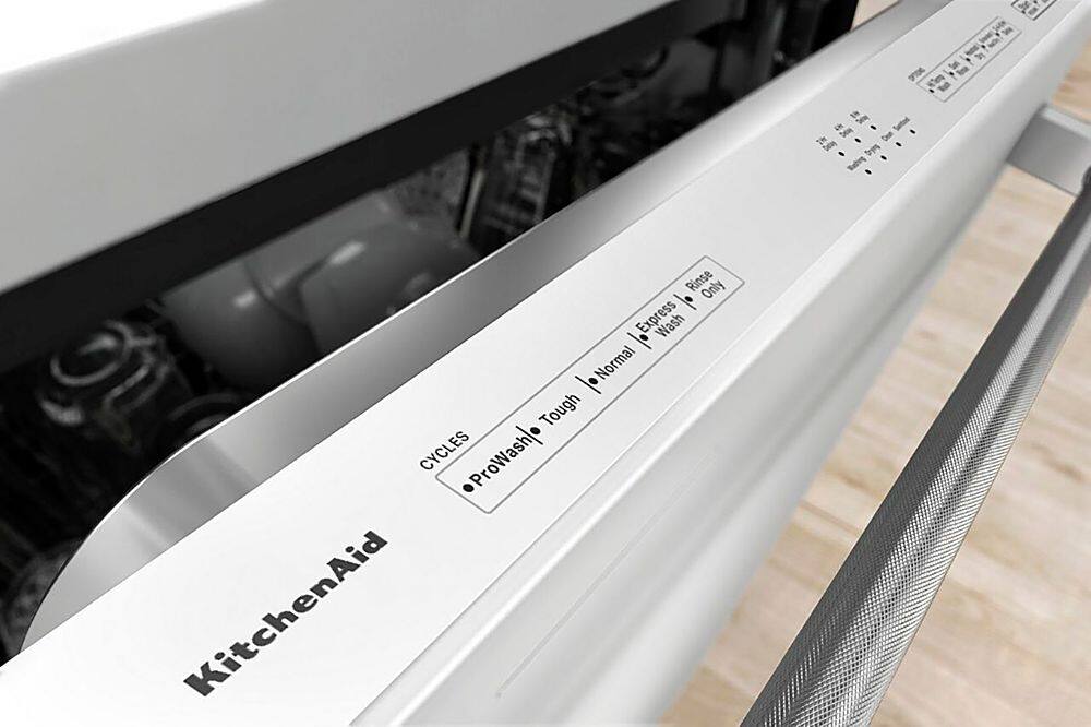 Alt View 17. KitchenAid - 24" Top Control Built-In Dishwasher with Stainless Steel Tub, ProWash Cycle, 3rd Rack, 39 dBA - White.