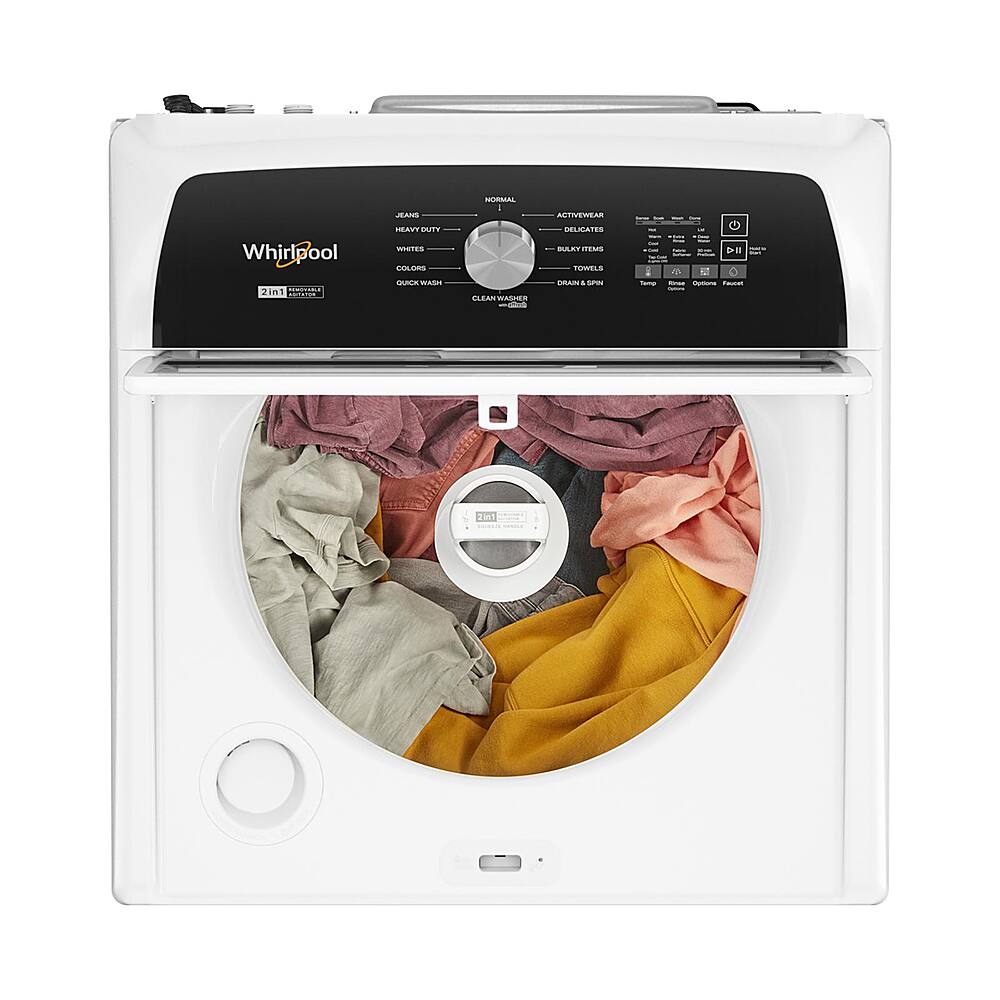 Left. Whirlpool - 4.7-4.8 Cu. Ft. Top Load Washer with 2 in 1 Removable Agitator - White.