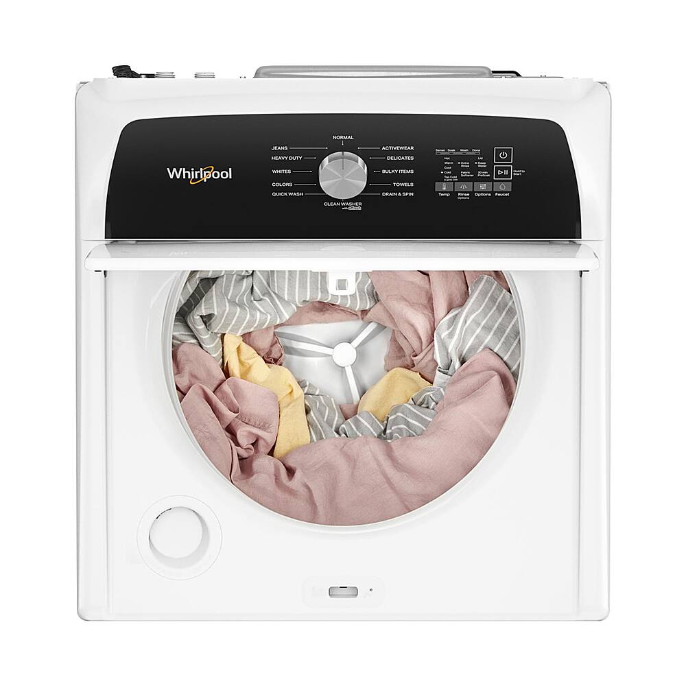 Left. Whirlpool - 4.6 Cu. Ft. Top Load Washer with Built-In Water Faucet - White.