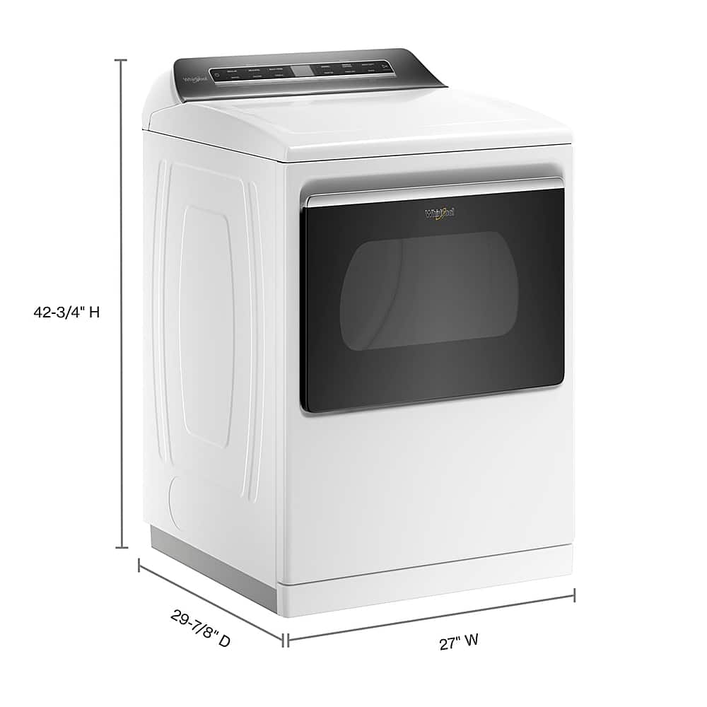 Angle. Whirlpool - 7.4 Cu. Ft. Smart Electric Dryer with Steam and Advanced Moisture Sensing - White.