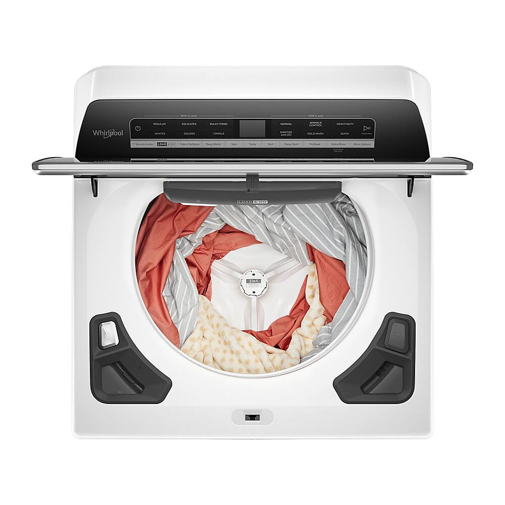 Left. Whirlpool - 5.2-5.3 Cu. Ft. Smart Top Load Washer with 2 in 1 Removable Agitator - White.