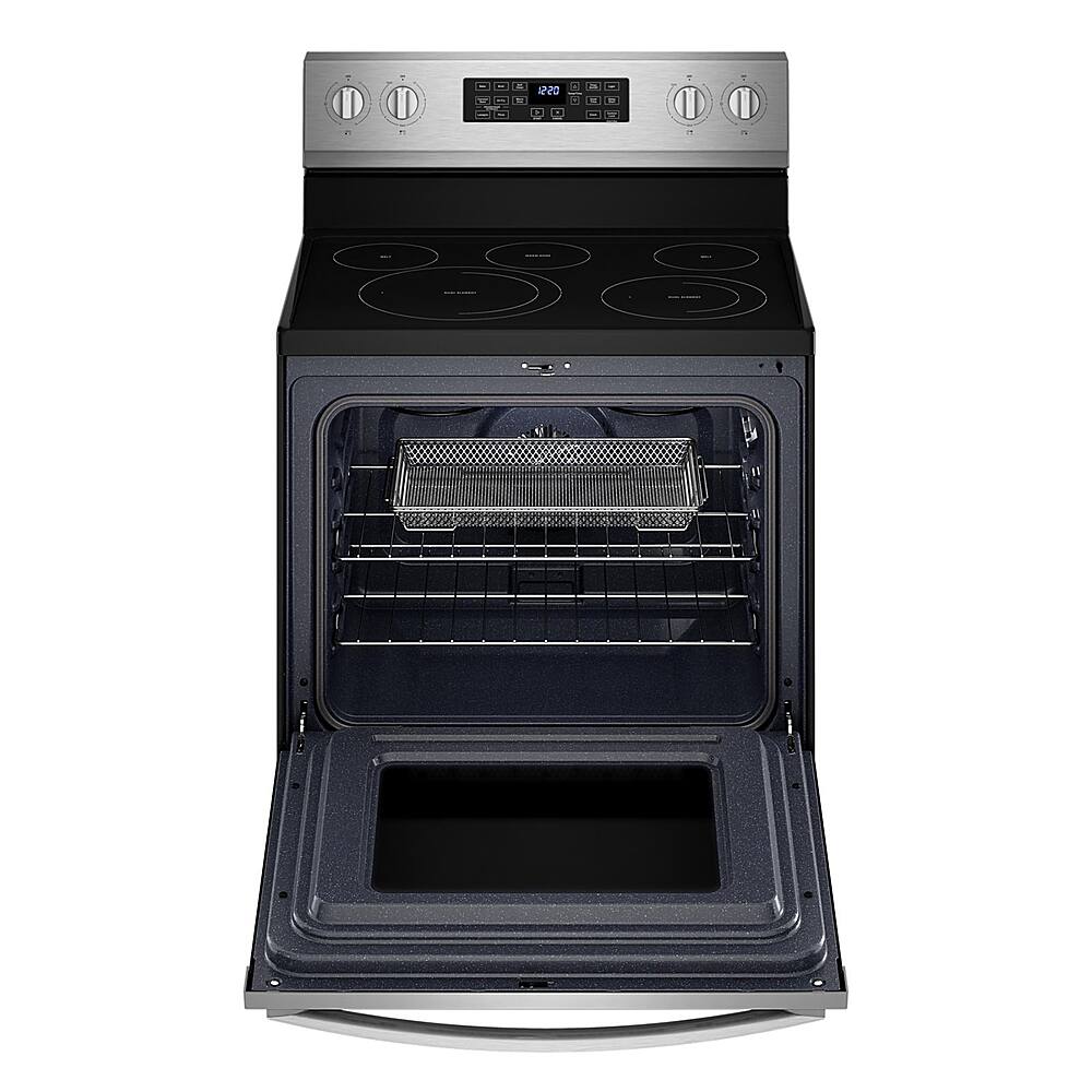 Angle. Whirlpool - 5.3 Cu. Ft. Freestanding Electric Convection Range with Air Fry - Fingerprint Resistant Stainless Steel.