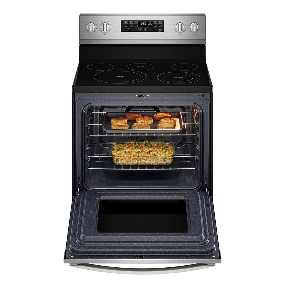 Left. Whirlpool - 5.3 Cu. Ft. Freestanding Electric Convection Range with Air Fry - Fingerprint Resistant Stainless Steel.
